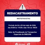 EMDURB convoca Mototaxistas para recadastramento