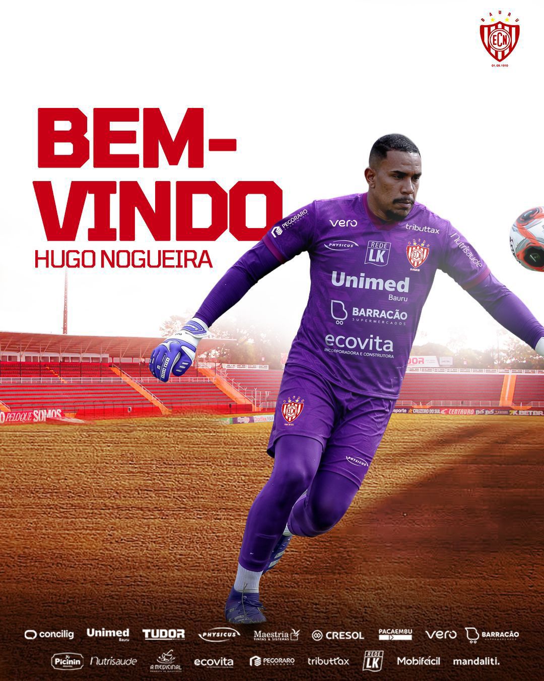 Noroeste anuncia contratação do goleiro Hugo Nogueira para a Série D