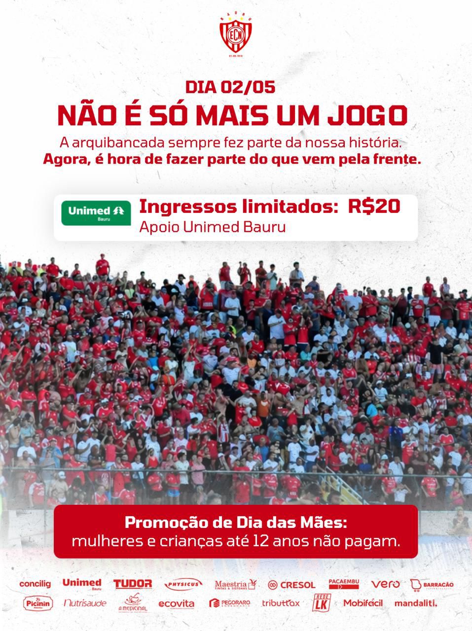 Noroeste e Unimed Bauru promovem novamente a promoção com ingressos a R$ 20 reais