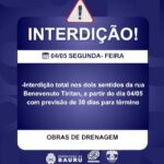 Confira a interdição prevista para esta segunda – feira (04) 