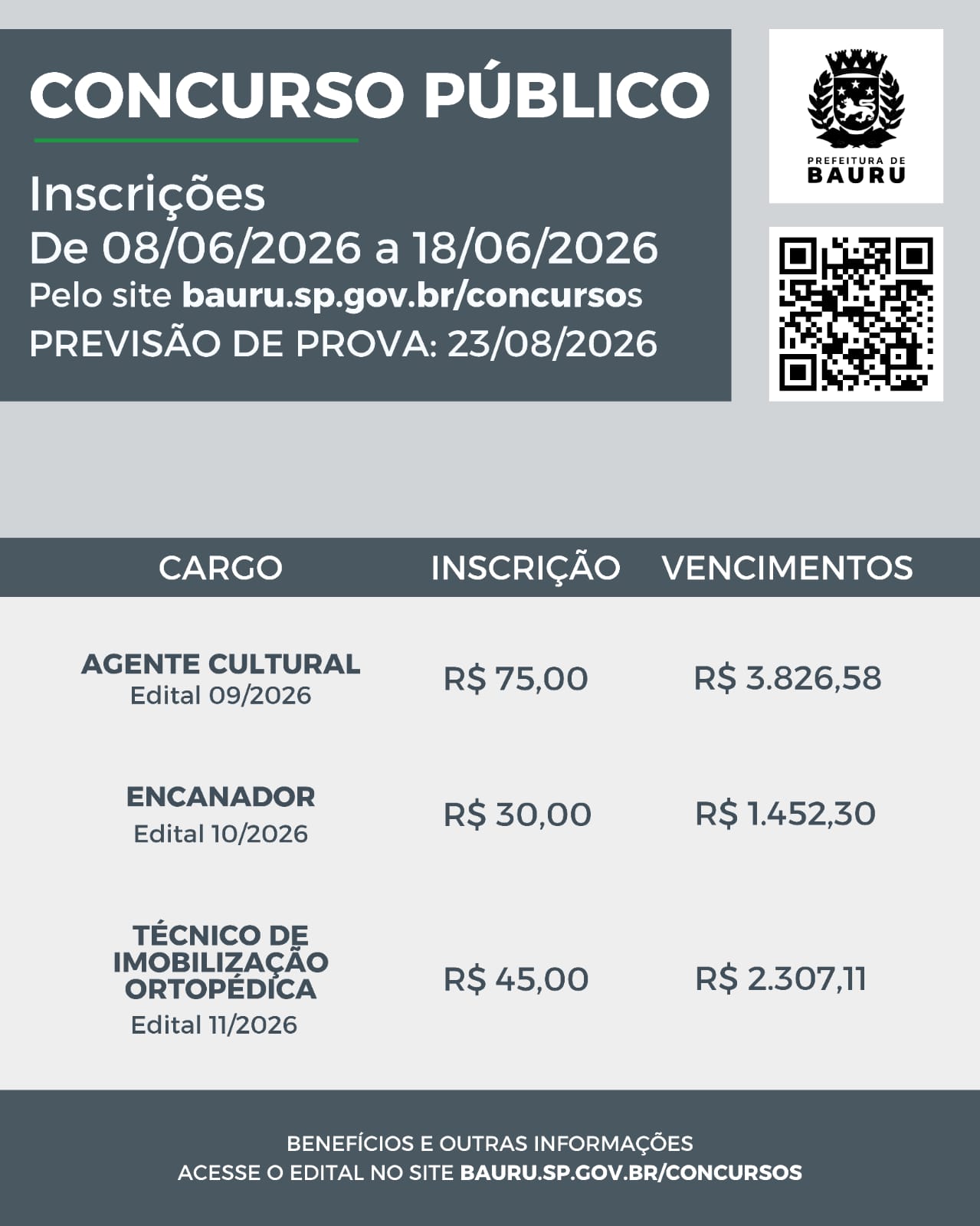 Prefeitura de Bauru vai abrir inscrições para seis concursos públicos em junho