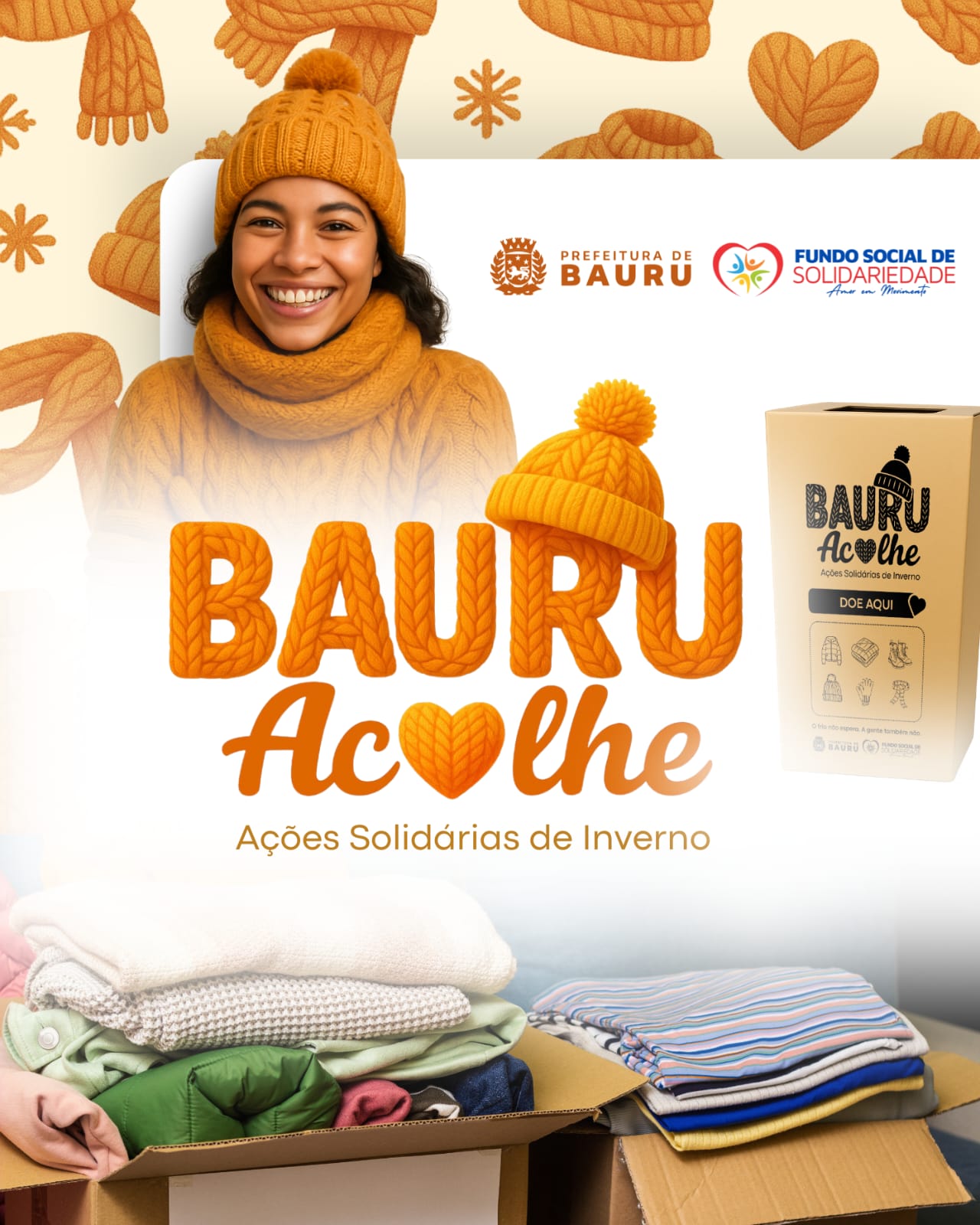 Fundo Social de Solidariedade arrecada agasalhos na Campanha ‘Bauru Acolhe – Ações Solidárias de Inverno’
