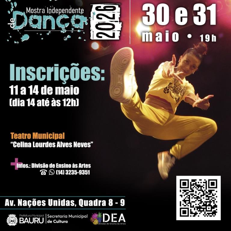 Inscrições para a Mostra Independente de Dança 2026 começam nesta segunda-feira (11) em Bauru