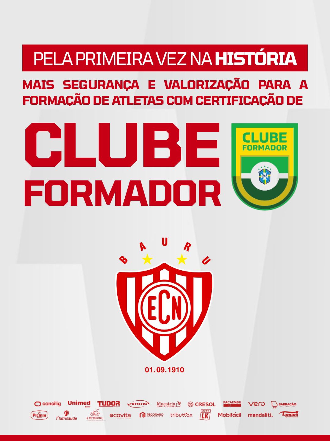 Noroeste conquista o Certificado de Clube Formador da CBF, inédito na história do clube