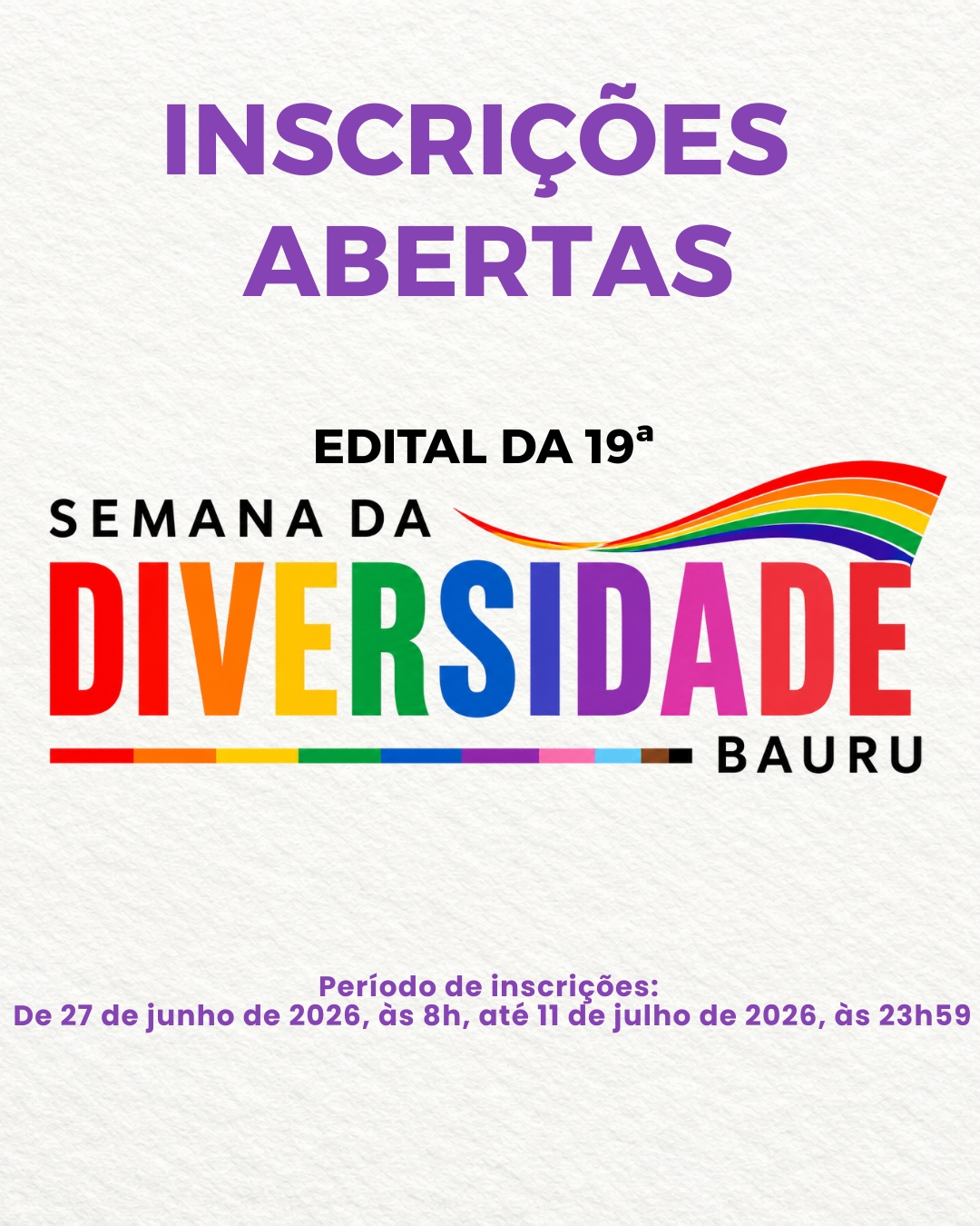 Secretaria de Cultura abre inscrições para a seleção de artistas para a Semana da Diversidade