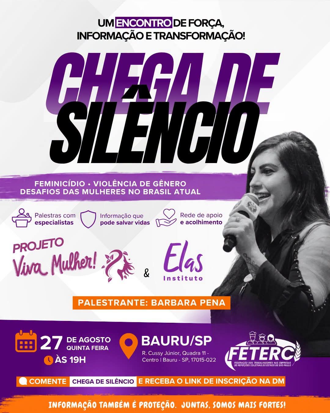 Viva Mulher! e Instituto Elas promovem debate sobre feminicídio e violência de gênero em Bauru