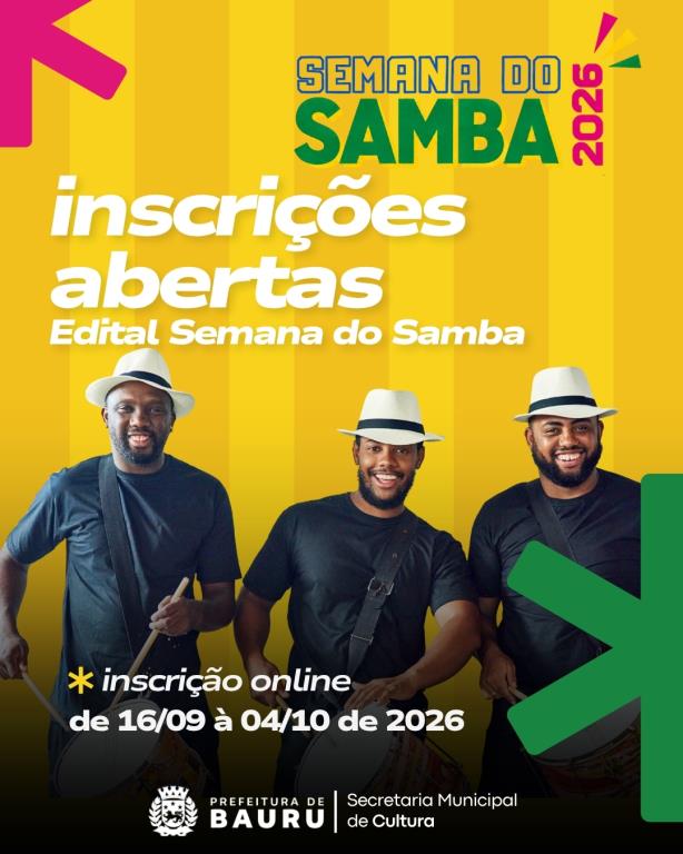 Secretaria de Cultura abre inscrições do edital para a Semana do Samba