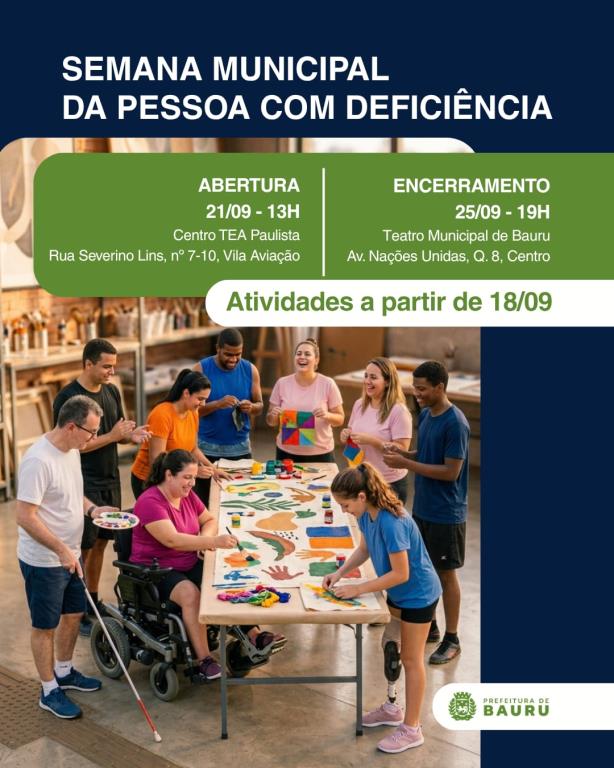 Bauru promove a Semana da Pessoa com Deficiência a partir desta sexta-feira (18/9)
