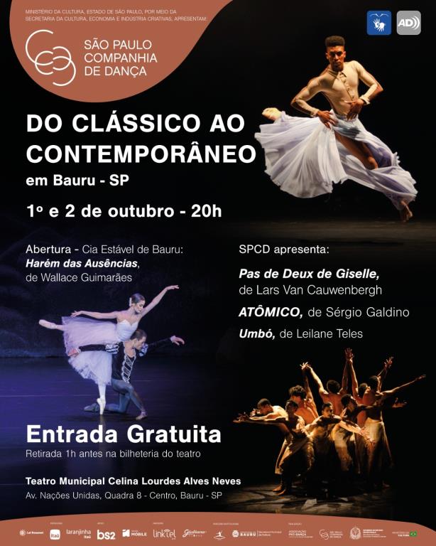 Companhia Estável de Dança e SPCD se apresentam no Teatro Municipal de Bauru com entrada gratuita 