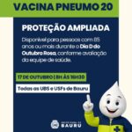 Secretaria de Saúde reforça a vacinação da Pneumo 20 para pessoas com 85 anos ou mais 